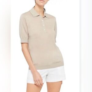 Theory Linen Blend Polo Shirt P | Lightweight Minimalist Luxury Summer